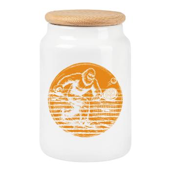 Bigfoot Sasquatch Retro Padel Tennis - Keksdose mit Holzdeckel - Weiß - Vorne