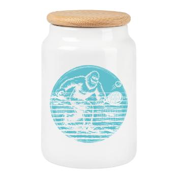 Bigfoot Sasquatch Retro Padel Tennis - Keksdose mit Holzdeckel - Weiß - Vorne