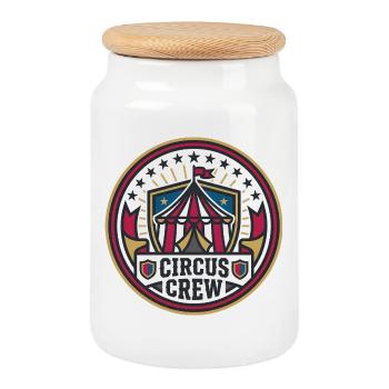 Cirque pour enfants drôles de l’équipe du cirque - Boîte à biscuits avec couvercle en bois - blanc - Devant