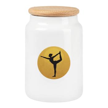 Natarajasana Yoga Tänzer Pose Silhouette - Keksdose mit Holzdeckel - Weiß - Vorne