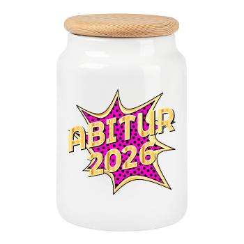 Abi Popart Abitur 2026 - Cookie Jar with Wooden Lid - white - Front