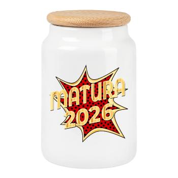 Popart Abschluss Matura 2026 - Keksdose mit Holzdeckel - Weiß - Vorne