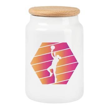 Basketball player - Cookie Jar with Wooden Lid - white - Front