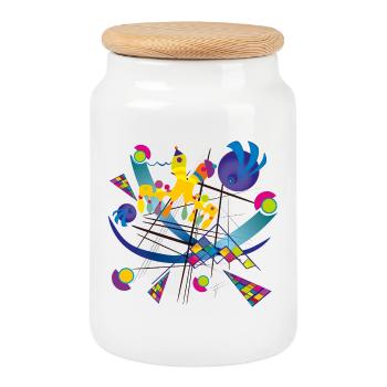 Tragbare Kunst - Visual symphony - Keksdose mit Holzdeckel - Weiß - Vorne
