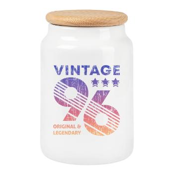 Vintage 1996 - Keksdose mit Holzdeckel - Weiß - Vorne