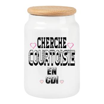 Cherche Courtoisie en CDI - Boîte à biscuits avec couvercle en bois - blanc - Devant