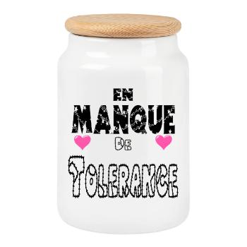 En Manque de Tolérance - Boîte à biscuits avec couvercle en bois - blanc - Devant