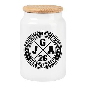 Enterrement de vie de garçon Le Marié 2026 - Boîte à biscuits avec couvercle en bois - blanc - Devant