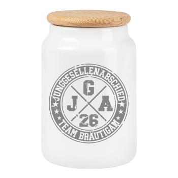 Team Bräutigam JGA 2026 Junggesellenabschied - Keksdose mit Holzdeckel - Weiß - Vorne