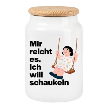 I WANT TO SWING. NO DESIRE FOR PEOPLE - Cookie Jar with Wooden Lid - white - Front