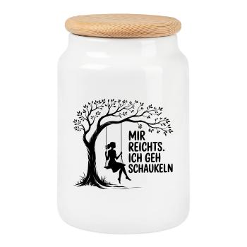 I WANT TO SWING. NO DESIRE FOR PEOPLE - Cookie Jar with Wooden Lid - white - Front
