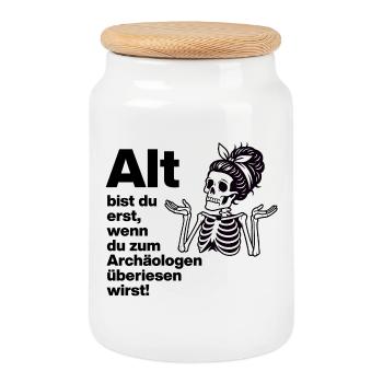 TU N’ES QUE VIEUX, ARCHÉOLOGUE. DES RETRAITÉS. AMUSANT - Boîte à biscuits avec couvercle en bois - blanc - Devant