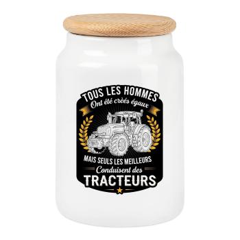Best Tractor Drivers - Cookie Jar with Wooden Lid - white - Front