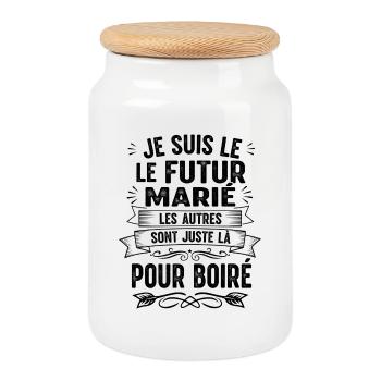 I'm the Groom-to-be set 1/3 Bachelor Party - Cookie Jar with Wooden Lid - white - Front