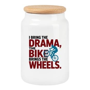 Cyclisme artistique J’apporte Drama Bike Wheels Pro - Boîte à biscuits avec couvercle en bois - blanc - Devant