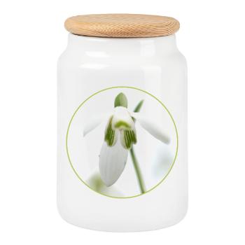 Snowdrop Blossom White Blossom Spring - Cookie Jar with Wooden Lid - white - Front