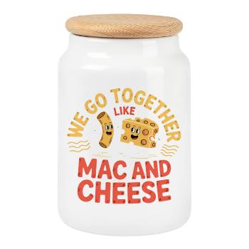 Mac and Cheese Best Friends Paar Design - Keksdose mit Holzdeckel - Weiß - Vorne
