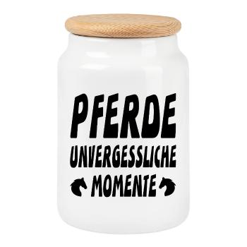 Pferde - Keksdose mit Holzdeckel - Weiß - Vorne