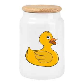 Sunny Rubber Duck - Cookie Jar with Wooden Lid - white - Front