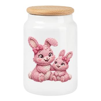 Enfants Lapins Enfants Lapins - Grande Sœur - Boîte à biscuits avec couvercle en bois - blanc - Devant