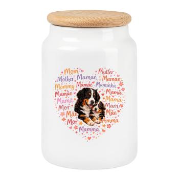 Berner Sennenhund Mama – Muttertag Hundeliebe - Keksdose mit Holzdeckel - Weiß - Vorne