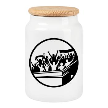 Silhouette du stade des supporters - Boîte à biscuits avec couvercle en bois - blanc - Devant