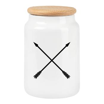 Crossed arrows - Cookie Jar with Wooden Lid - white - Front