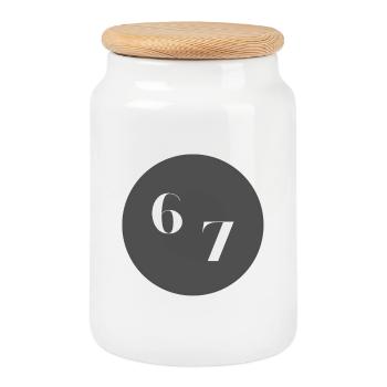 6 7 Logo – Minimalistisches Trend-Design - Keksdose mit Holzdeckel - Weiß - Vorne