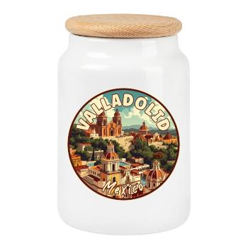 Discover Tropical View of Valladolid In Mexico - Cookie Jar with Wooden Lid - white - Front