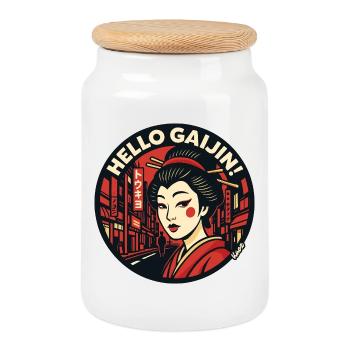 Nuits Geisha Neon Gaijin - Boîte à biscuits avec couvercle en bois - blanc - Devant