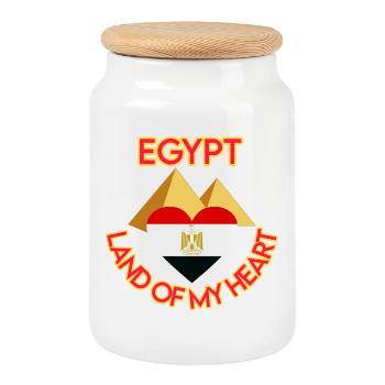 Cœur de l’Égypte – Motif de cœur pyramidal - Boîte à biscuits avec couvercle en bois - blanc - Devant