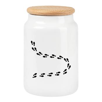Footsteps - Cookie Jar with Wooden Lid - white - Front