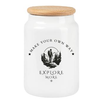 Explore More – Make Your Own Way Hiking Adventure - Cookie Jar with Wooden Lid - white - Front