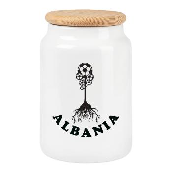Albania Football - Cookie Jar with Wooden Lid - white - Front
