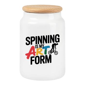 Art artistique du cyclisme - Boîte à biscuits avec couvercle en bois - blanc - Devant