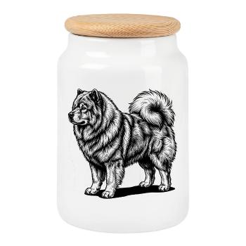 Eurasier | Old Dude - Cookie Jar with Wooden Lid - white - Front
