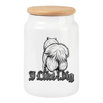Eurasier | I Like Big - Keksdose mit Holzdeckel - Weiß - Vorne