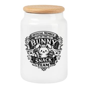 Offizielles Mitglied des Bunny Snack Teams - Keksdose mit Holzdeckel - Weiß - Vorne