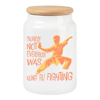 Tout le monde ne se battait sûrement pas contre le désir de kung-fu - Boîte à biscuits avec couvercle en bois - blanc - Devant