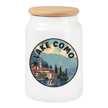 Entdecken Sie majestätische Aussicht auf den Comer See in Italien - Keksdose mit Holzdeckel - Weiß - Vorne
