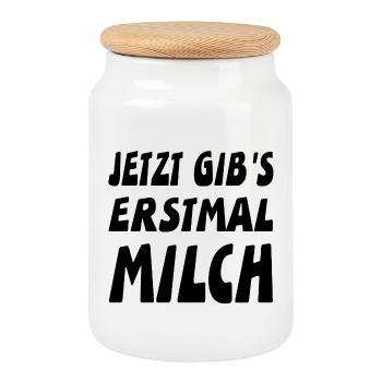 Milch - Keksdose mit Holzdeckel - Weiß - Vorne
