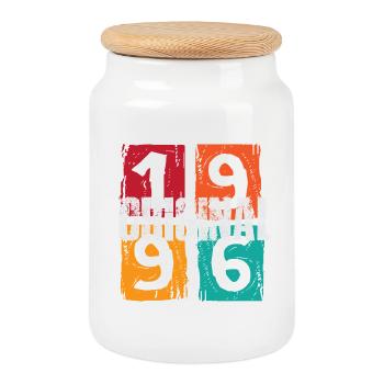 Original 1996 - Cookie Jar with Wooden Lid - white - Front
