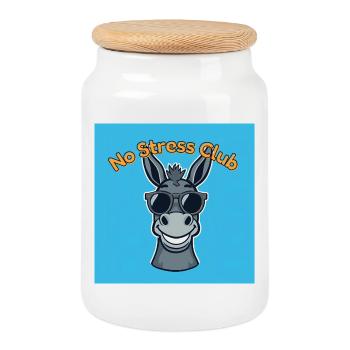 No Stress Club Donkey Cool - Cookie Jar with Wooden Lid - white - Front