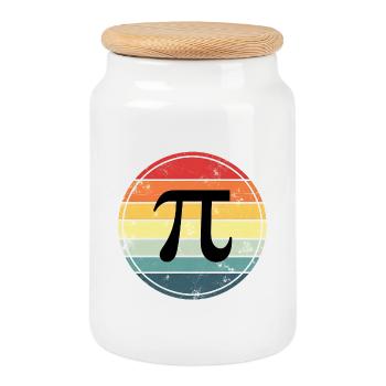 Pi Mathematics - Cookie Jar with Wooden Lid - white - Front