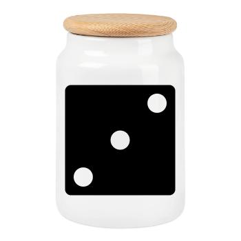 Game says - Cookie Jar with Wooden Lid - white - Front