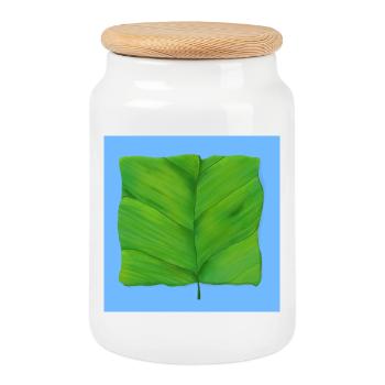 The Square Leaf - Cookie Jar with Wooden Lid - white - Front