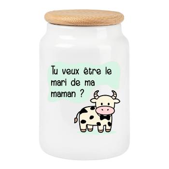 Proposition de Mariage Maman - Boîte à biscuits avec couvercle en bois - blanc - Devant