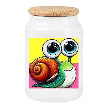 Schnecke - Keksdose mit Holzdeckel - Weiß - Vorne