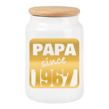 Born in 1967 - Cookie Jar with Wooden Lid - white - Front