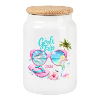 Girls Trip 2026 Kreuzfahrt Urlaub - Keksdose mit Holzdeckel - Weiß - Vorne